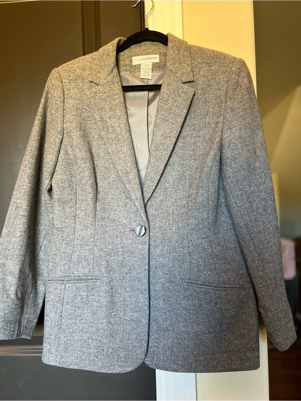 𝑵𝑰𝑪𝑬!! 100% Wool Women’s Heather Gray Sag Harbor Blazer Jacket size 12